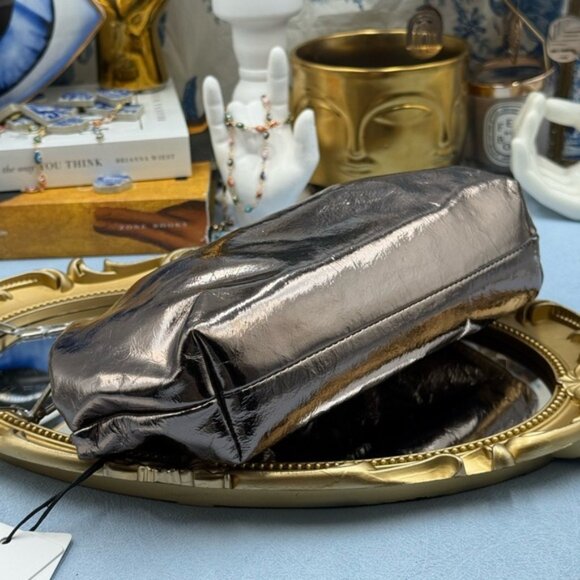 🆕 REISS 🧿 NWT Elena Metallic Grained Clutch, Convertible Shoulder Bag - Picture 6 of 13